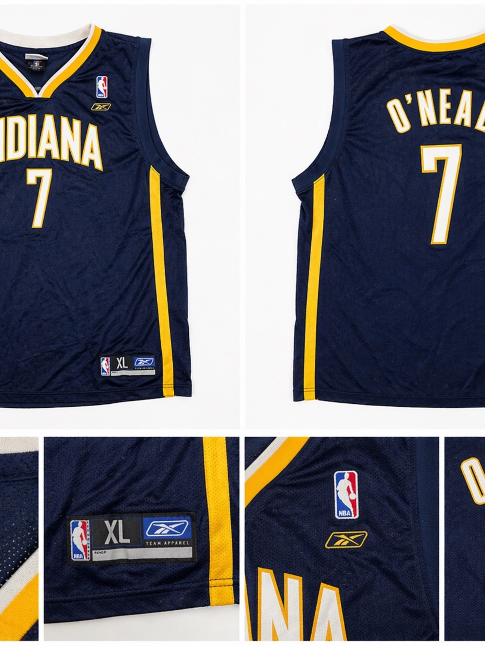 Reebok Indiana Pacers Navy & Gold O'Neal #7 Jersey